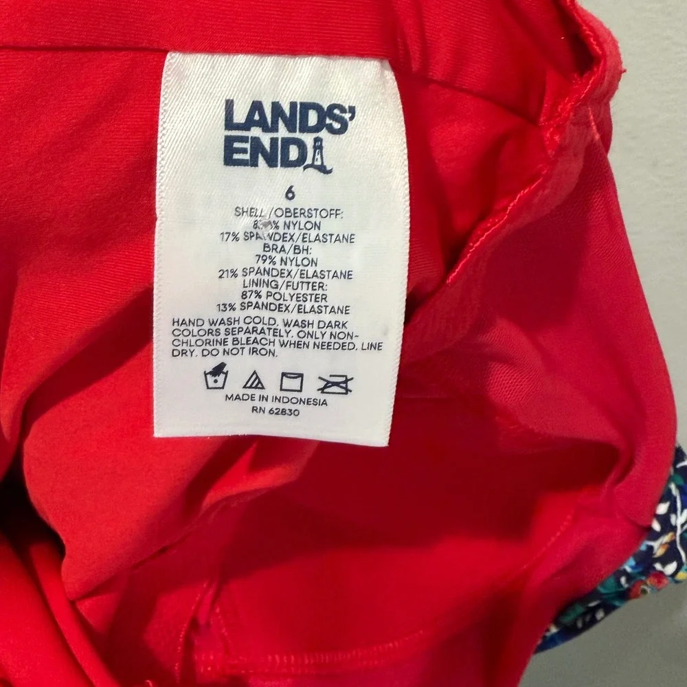 Lands' End‎ Tankini One Piece Womens 6 MultiColor Floral Highclo Swimsuit